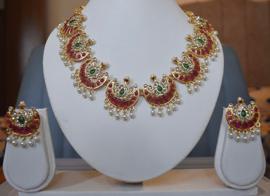 -Gold toned Chandra set