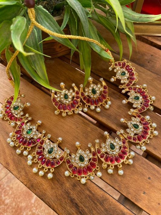 -Gold toned Chandra set
