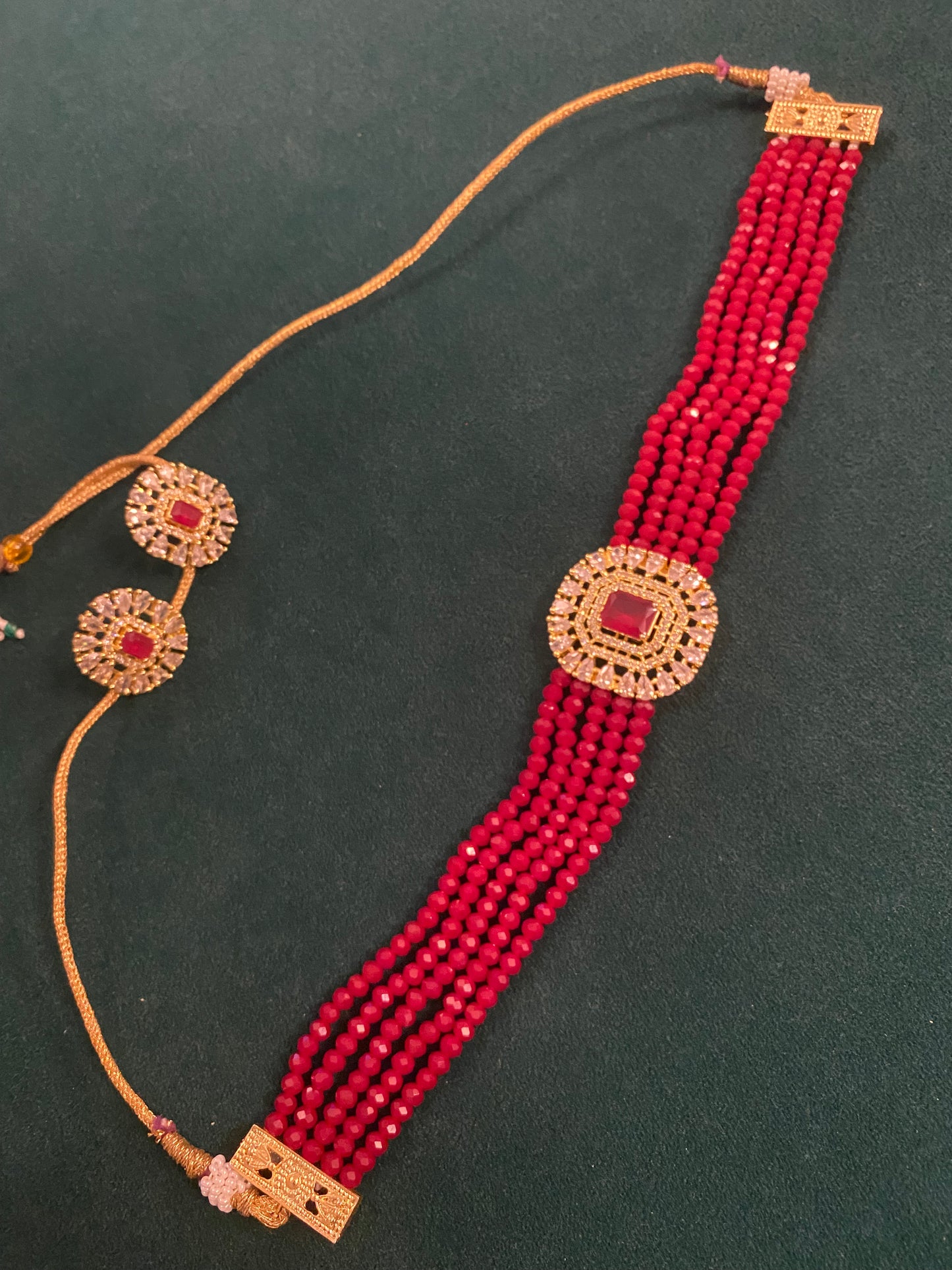 Red beads layered set