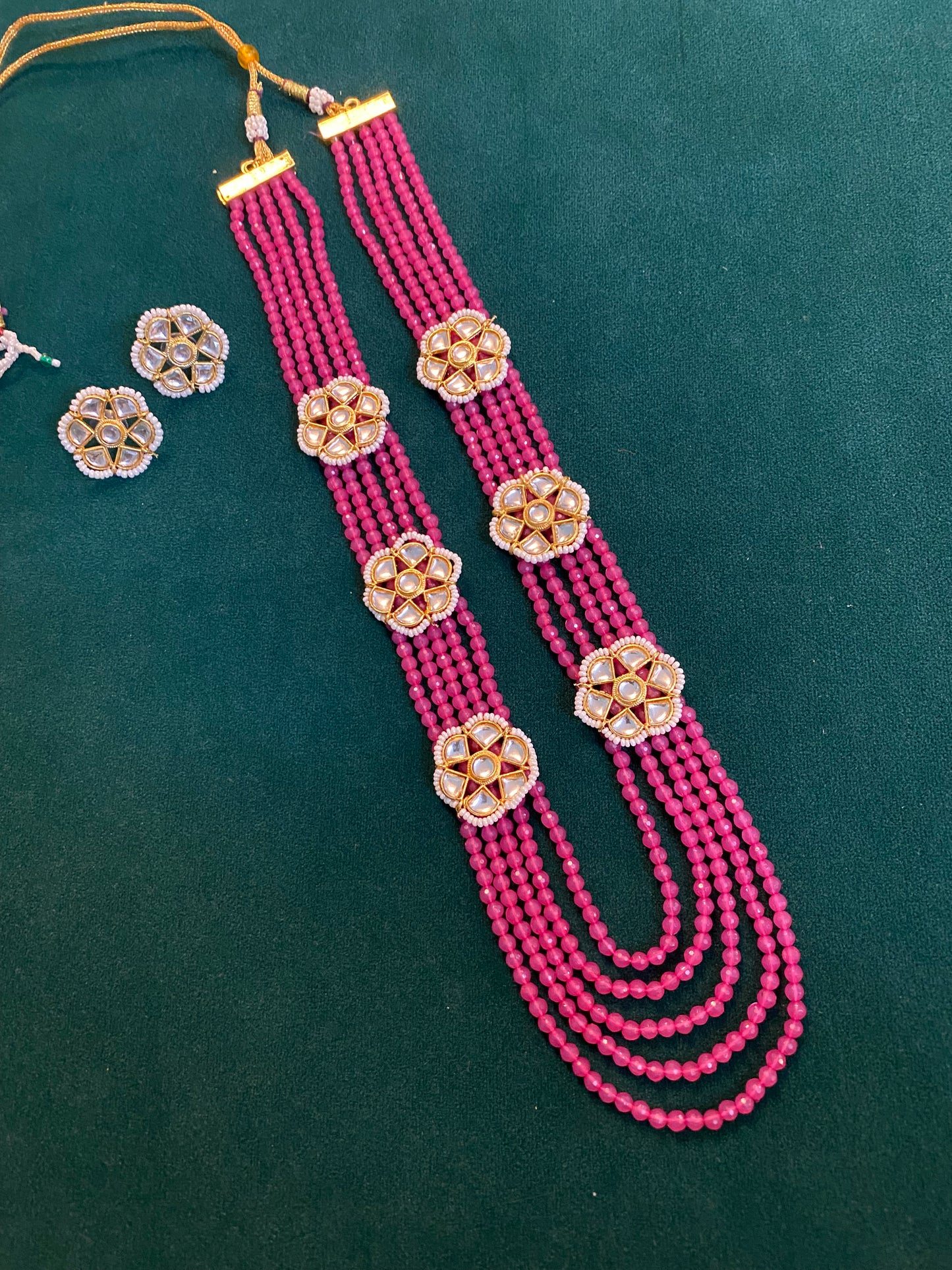 Pink Kundan layered set