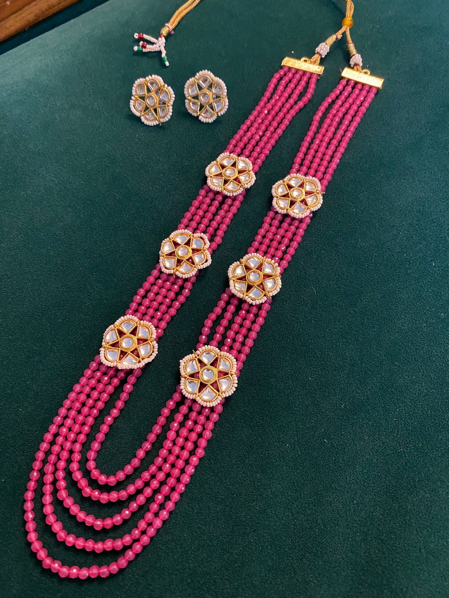 Pink Kundan layered set