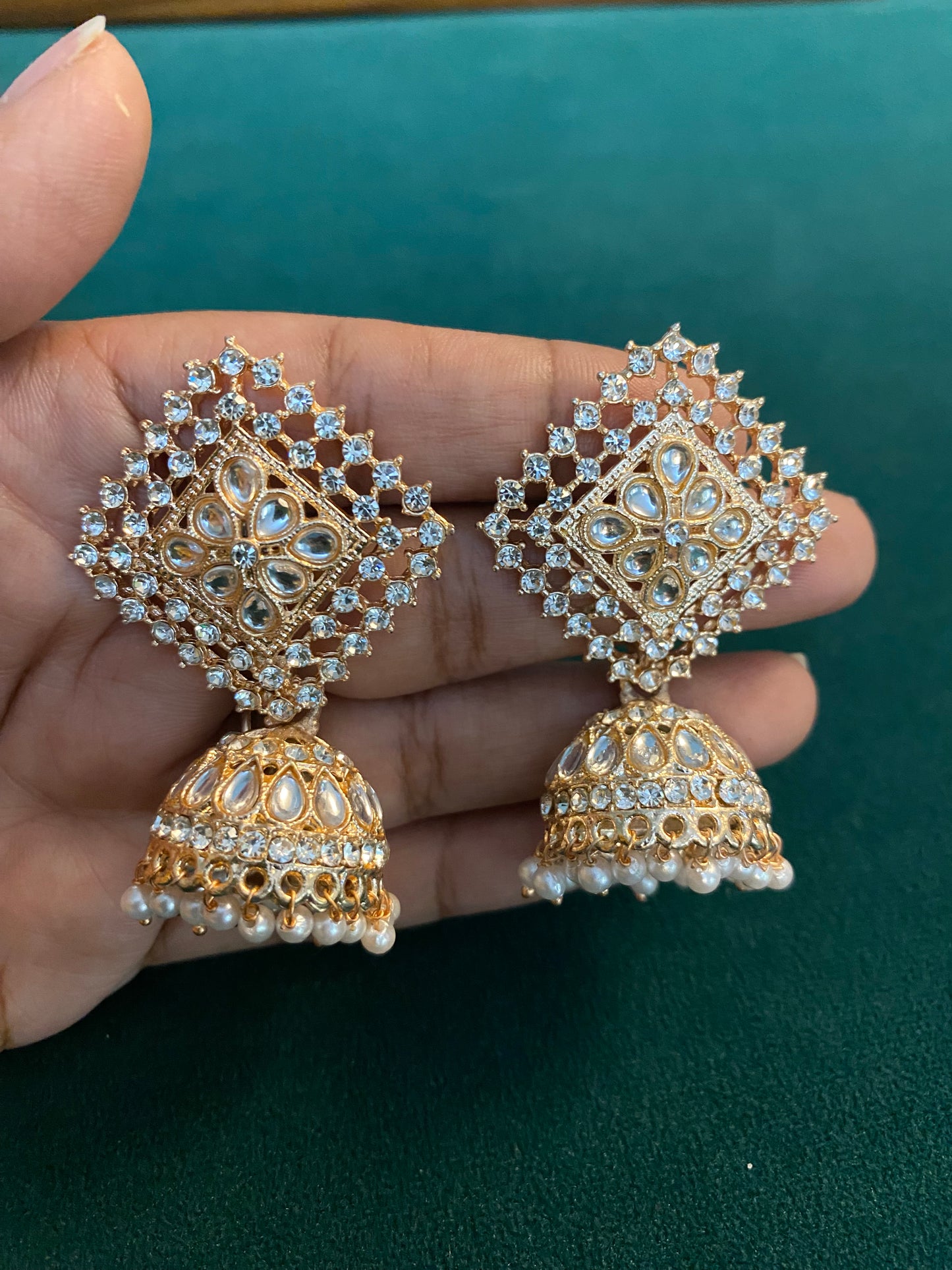 Pearl droplets gold Jhumkhas