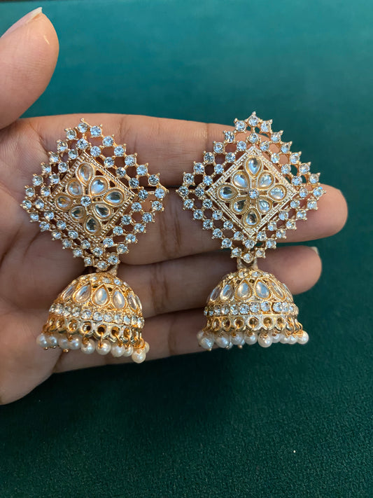 Pearl droplets gold Jhumkhas