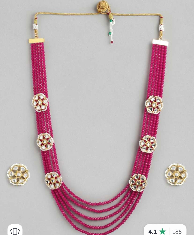 Pink Kundan layered set