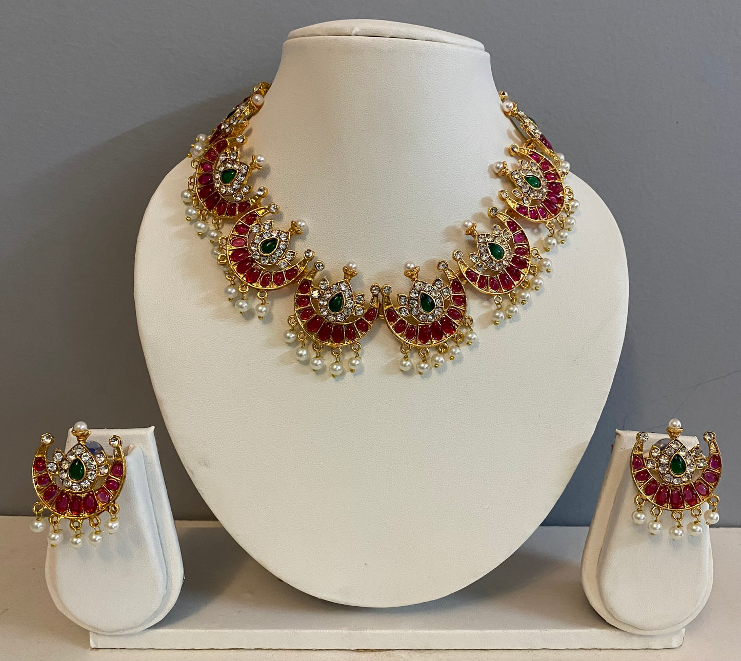 -Gold toned Chandra set