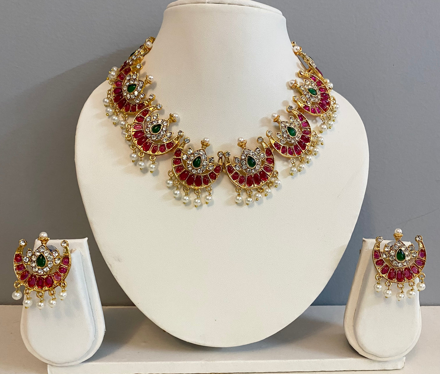 -Gold toned Chandra set