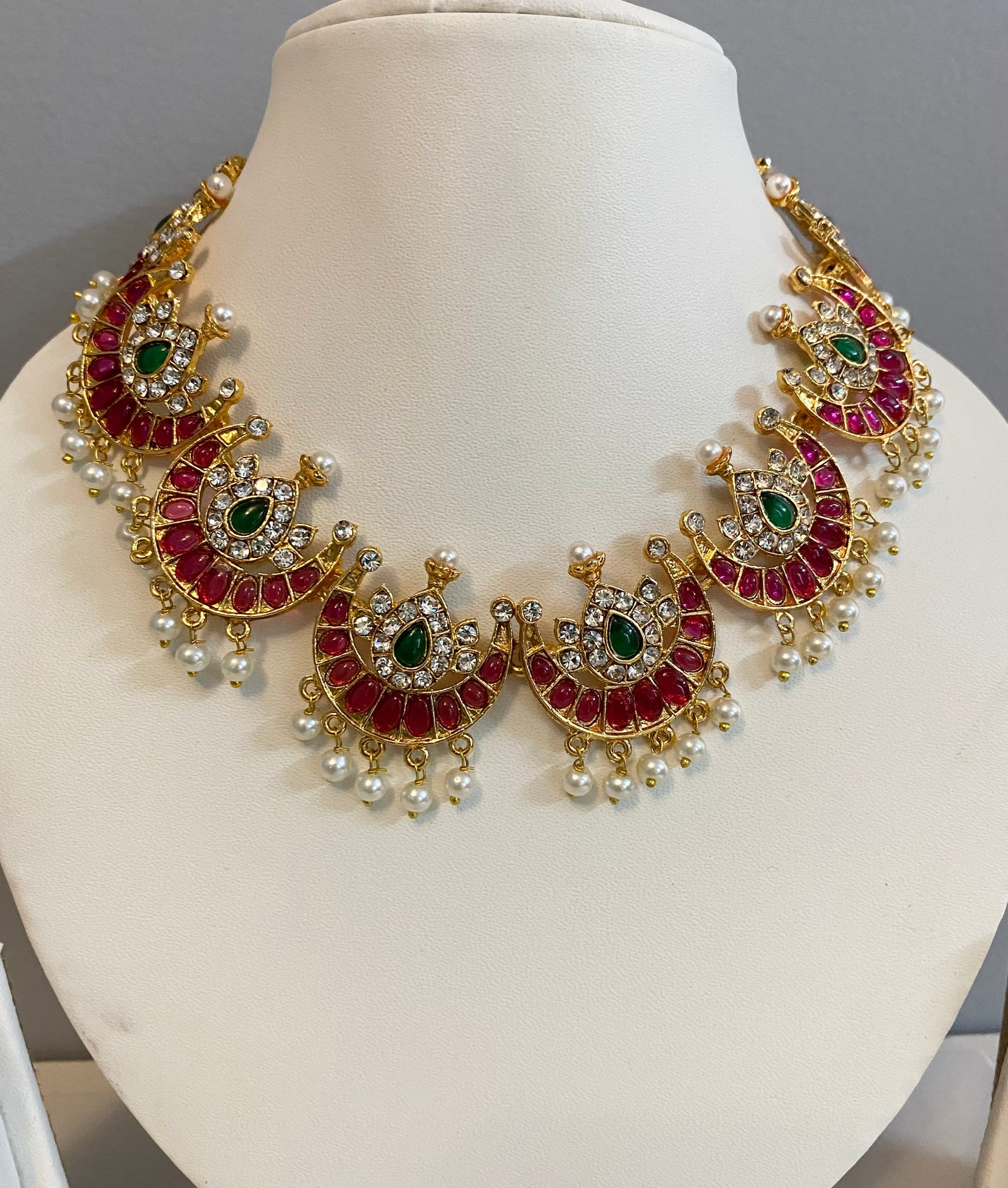 -Gold toned Chandra set