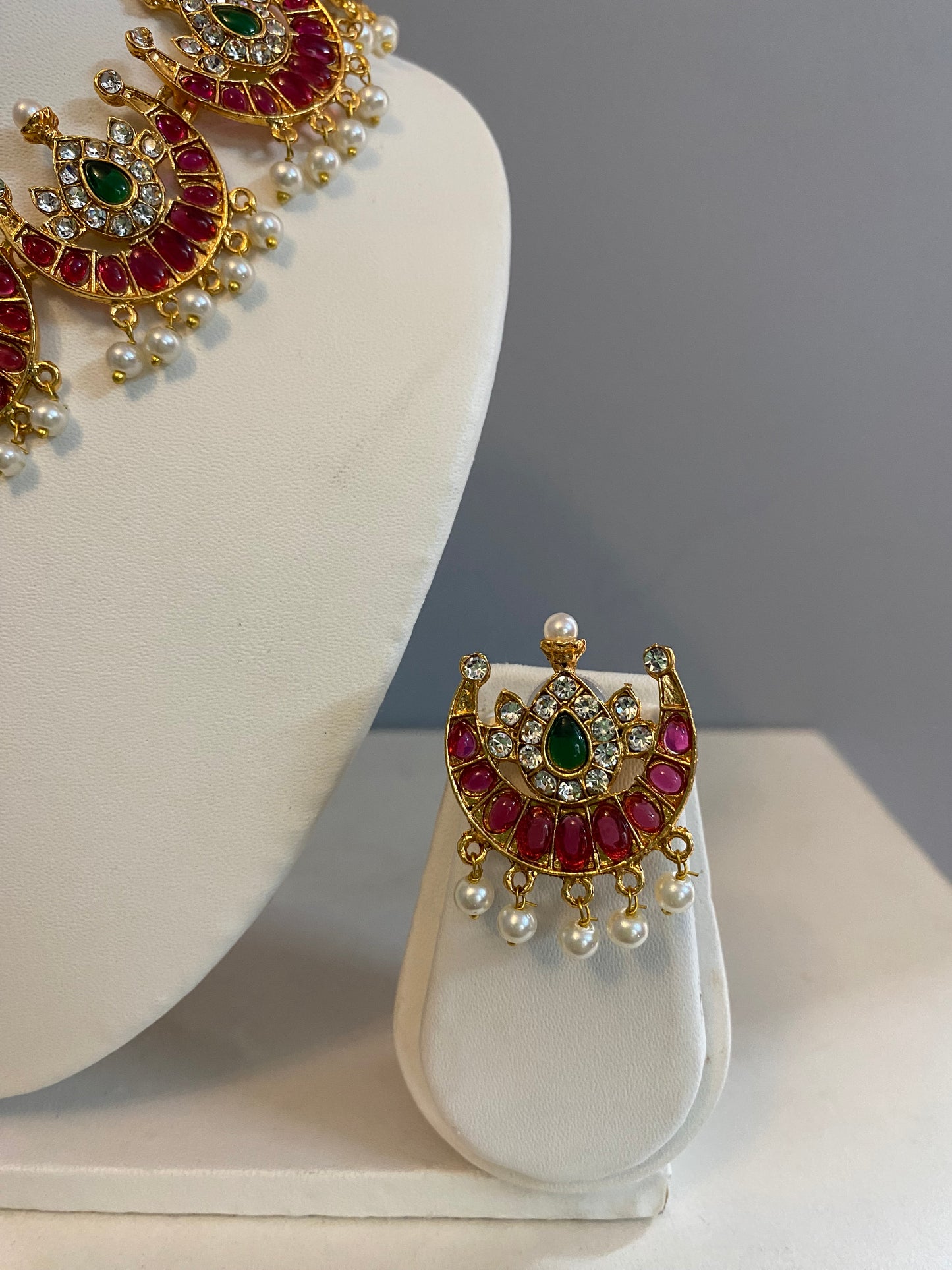 -Gold toned Chandra set