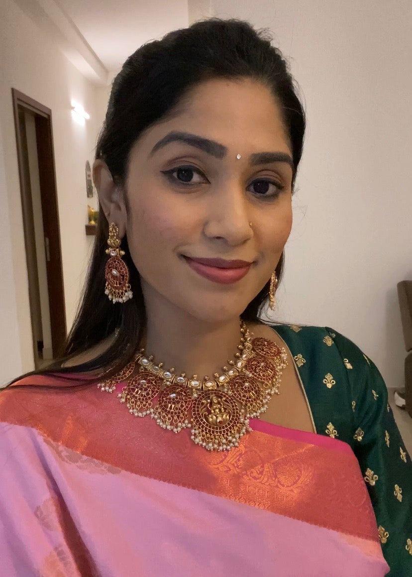 Gold Kempu Regal Temple Jewellery Set