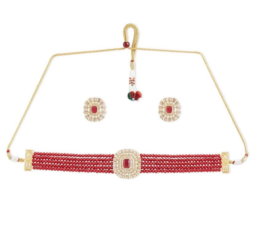 Red beads layered set