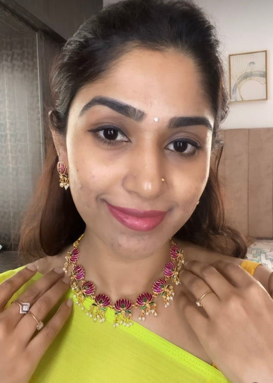 Lotus necklace set (pink)