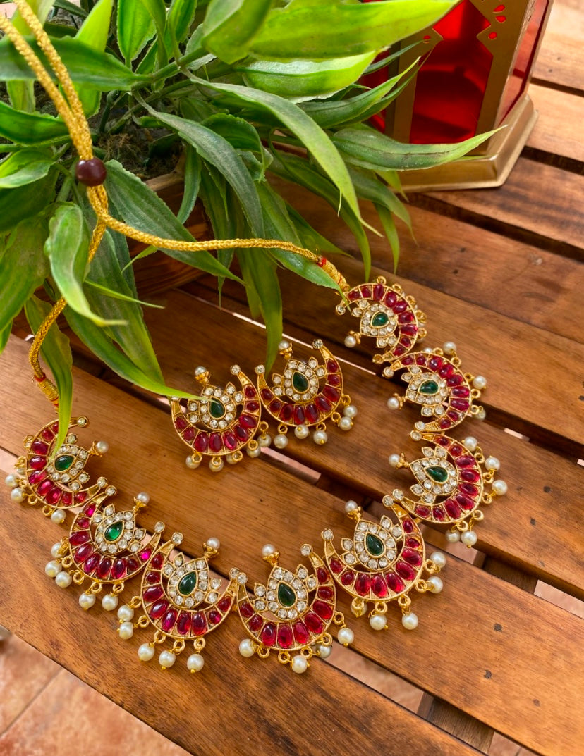 -Gold toned Chandra set