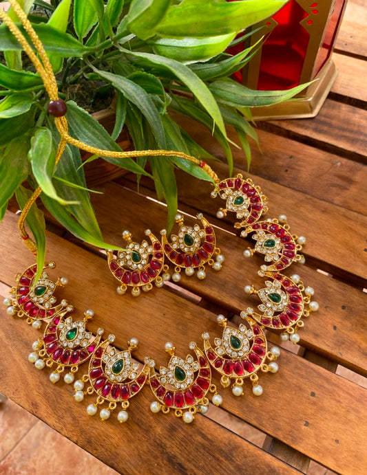 -Gold toned Chandra set